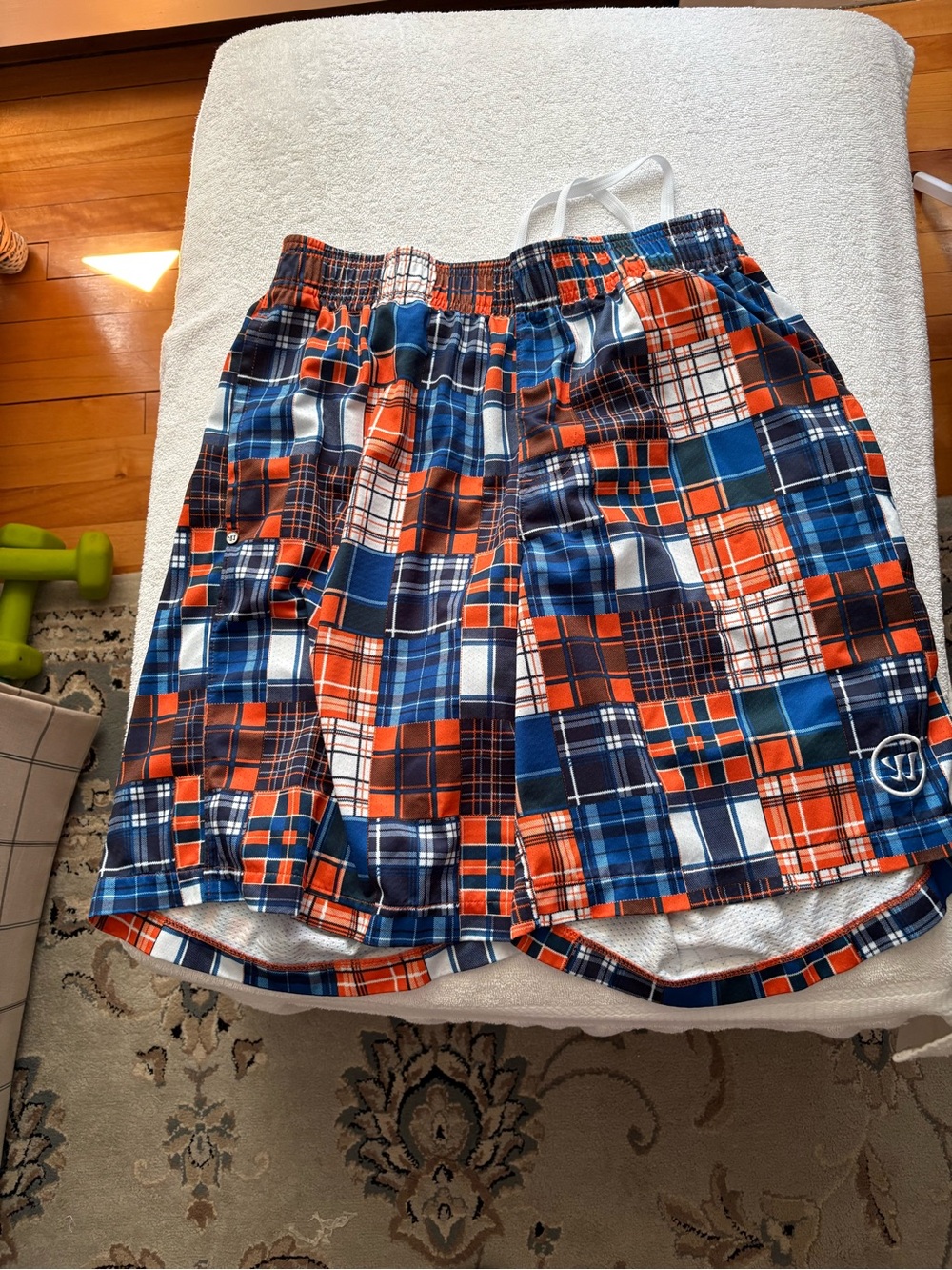 Warrior Lacrosse Shorts Orange and Navy Plaid Swim Shorts